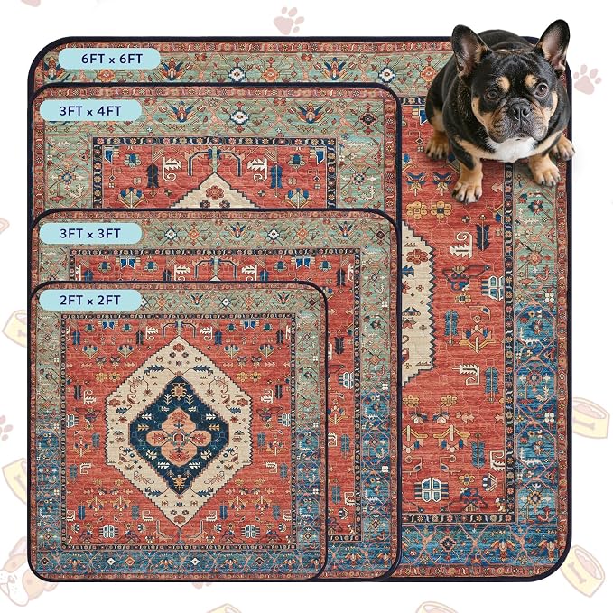 Lahome Super Absorbent & Leakproof Washable Dog Pee Pads - 2 Pack Value Set - Waterproof, Non-Slip Reusable Pads for Puppy Training, Crates & Whelping (24"x24", Red)