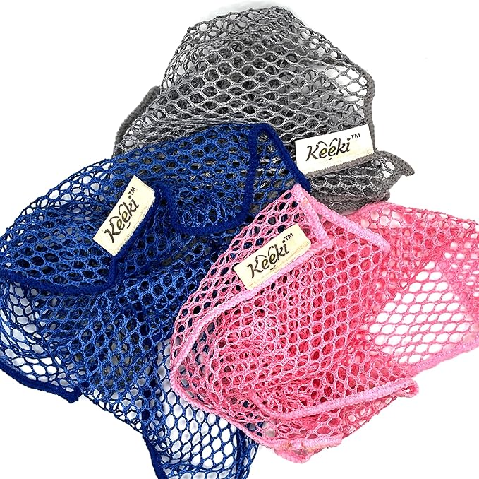 Reusable Beeswax Lined Bread Bag (Pink) & Non-Scratch Mesh Cleaning Cloth – Bread Storage & Kitchen Cleanup Bundle – 2-Piece Set