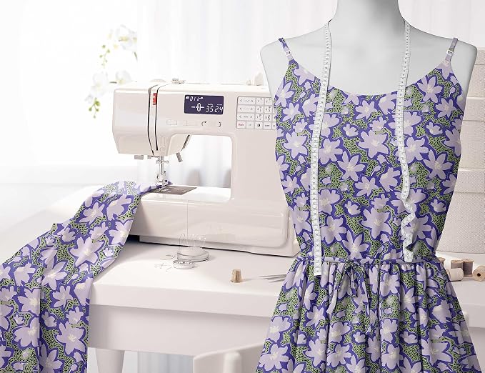 Soimoi Lightweight Cotton Voile Fabric, Purple - Floral Print, Unstitched Material - 42 Inch Width, Ideal for Making Summer Dresses, Blouses, Lingerie, Sheer Curtains, Garment Linings, 1 Yard