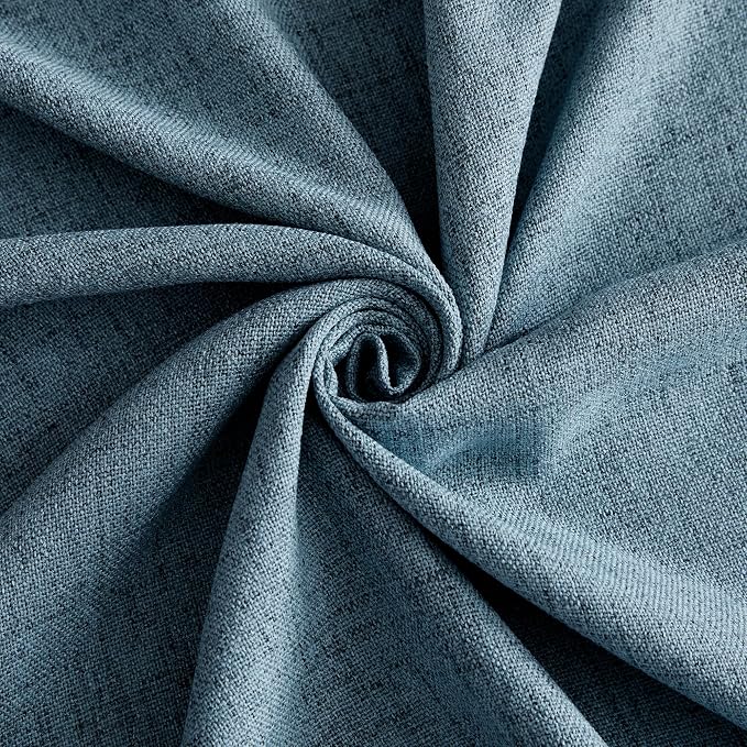 NICETOWN Linen Blended Curtains 63 Inch for Bedroom, Light Filtering Semi Sheer Burlap Curtains Farmhouse Grommet Privacy Window Drapes for Living Room, 2 Panels (52 x 63 Inch, Stone Blue)