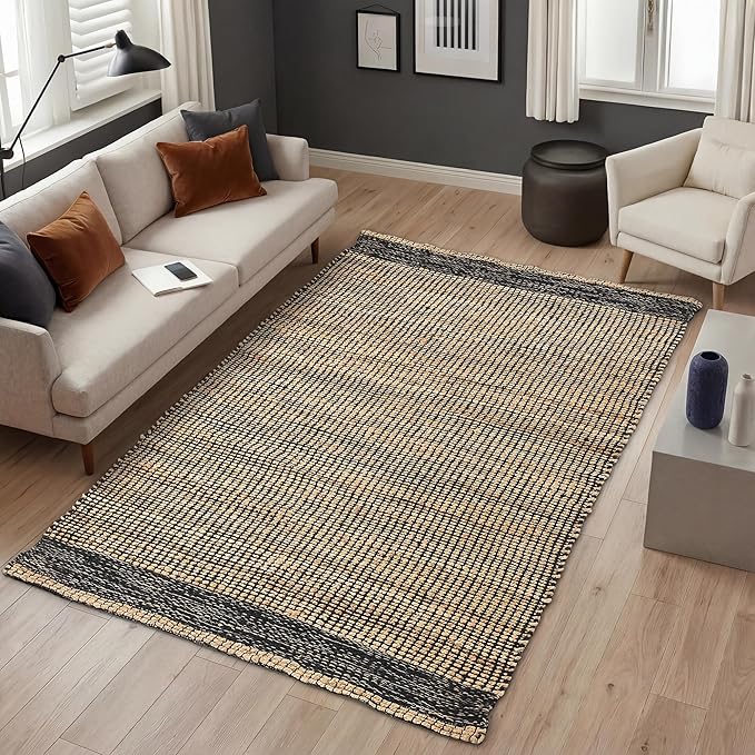 5' x 8' Jute & Black Wool Area Rug (5' x 8')