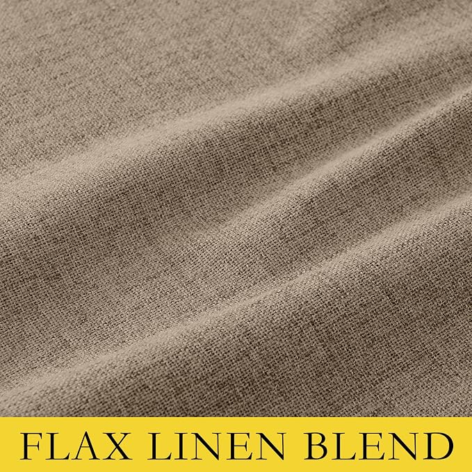 NICETOWN 100% Blackout Burlap Linen Curtains 90 inches Length with Thermal Insulated Liners for Bedroom, 2 Panels, 52" W, Room Cooling Noise Reducing Window Treatment Drapes for Living Room