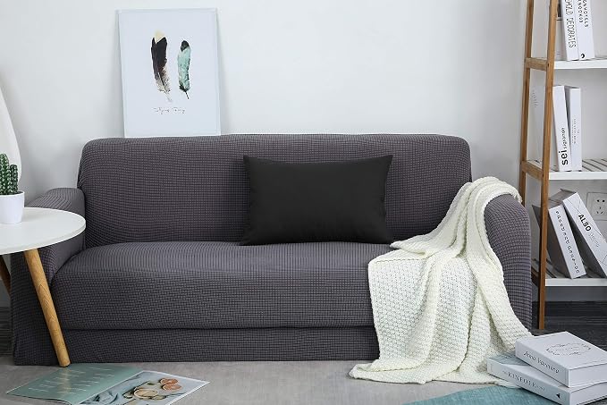 TangDepot 100% Cotton Solid Throw Pillow Cover 12x18 Charcoal Gray | 100% cotton, same-color zip, machine wash & air dry. For living room, bedroom, office, car. 42 colors, 59 sizes. Cover only.