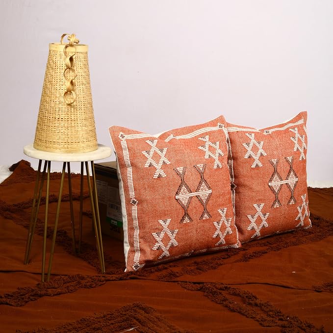 Trade Star 100% Cotton Throw Pillow Cover Handwoven Pillowcase 18x18 Inches Handloomed Rug Decorative Cushion Case Designer Square Pillow Sham Set of 2 Cotton Cushion Cover