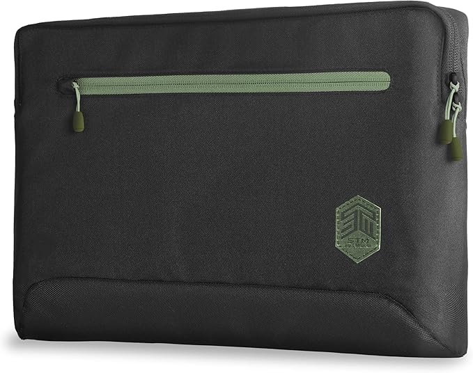 STM Eco Sleeve Fits up to a 16" Laptop – Made of 100% Recycled Fabric, Slim Lightweight and Durable, Protective Padded Laptop Compartment with Front Zipper Pocket - Black