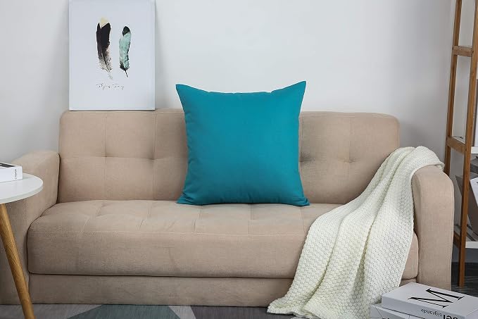TangDepot 100% Cotton Solid Throw Pillow Cover 20x20 Blue Ashes | 100% cotton, same-color zip, machine wash & air dry. For living room, bedroom, office, car. 42 colors, 264 sizes. Cover only.