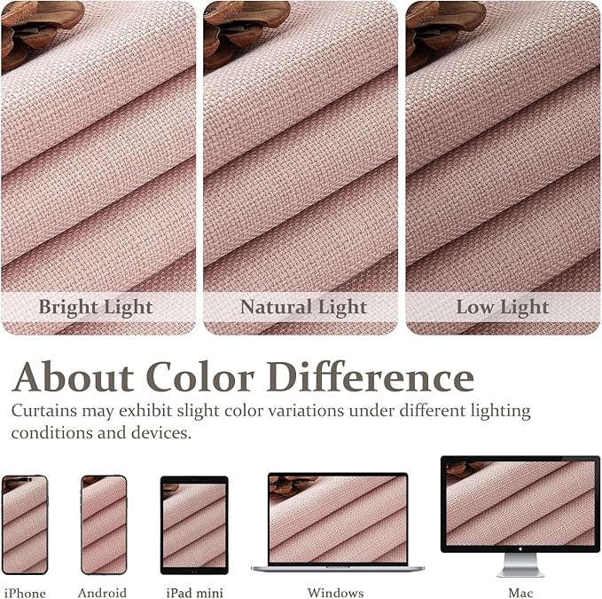 Blush Pink Double Layer Linen Pinch Pleated Curtains 90 Inches Long for Kids Room 2 Panels Set, Beautiful Memory Shape Blackout Insulated Noise Reducing Textured Viral Windows Drapes 40 x 90 Length