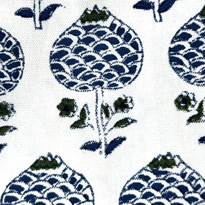ATOSII Block Print Throw Pillow Covers, 20 X 20 - Set of 2, Decorative Couch Pillows for Living Room Bed Sofa, 100% Cotton Canvas Pillowcase for Home Decor & Outdoors, Preppy Throws - Roma Blue