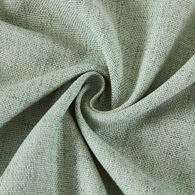 NICETOWN Sage Green Linen Blended Curtains 63 Inch for Bedroom, Light Filtering Semi Sheer Burlap Curtains Farmhouse Grommet Privacy Window Drapes for Living Room, 2 Panels (52 x 63 Inch)