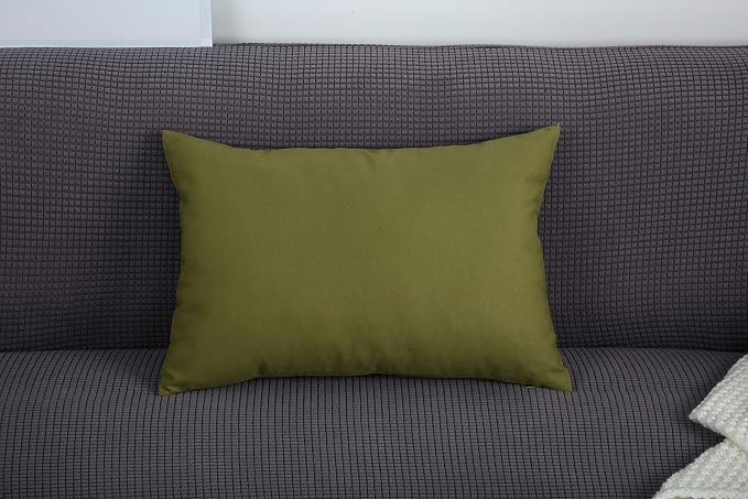 TangDepot 100% Cotton Solid Throw Pillow Cover 12x20 Olive Green | 100% cotton, same-color zip, machine wash & air dry. For living room, bedroom, office, car. 42 colors, 120 sizes. Cover only.