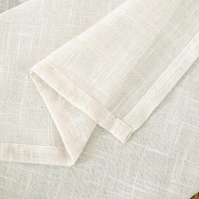 LAMIT Cream Linen Semi Sheer Curtains 63 Inch for Bedroom, Light Filtering Neutral Window Curtains Farmhouse Boho Back Tab and Rod Pocket Panels, 2 Panels, 38 x 63 Inch
