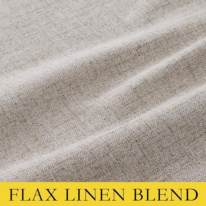 NICETOWN Rod Pocket Full Blackout Natural Linen Curtains 102" Length with Thermal Insulated Liners for Living Room, Farmhouse Style Keep Cool & Warm Large Window Drapes for Hall (2 Panels, 52" Wide)