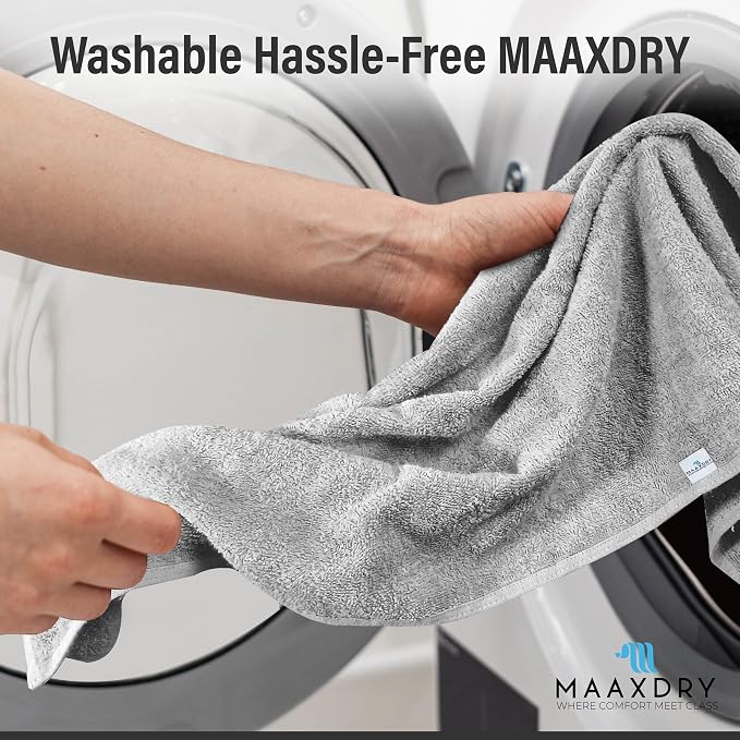 100% Cotton Large Hair Towel Wrap for Women, Men & Kids β Non-Microfiber 450 GSM Thick Super Absorbent Hair Towel 26x40 Inches, Secure Elastic Hair Wrap for Long & Curly Hair (Grey)