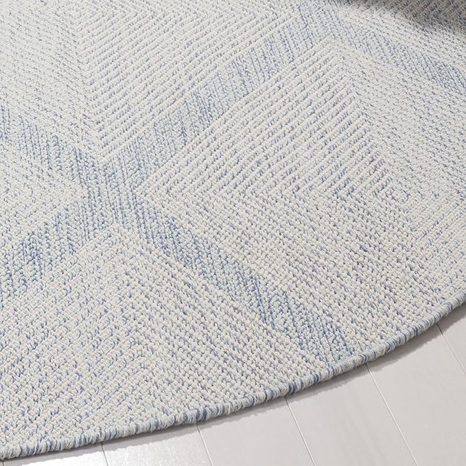 SAFAVIEH Montauk Collection 6' Round Light Blue MTK821B Handmade Cotton Area Rug