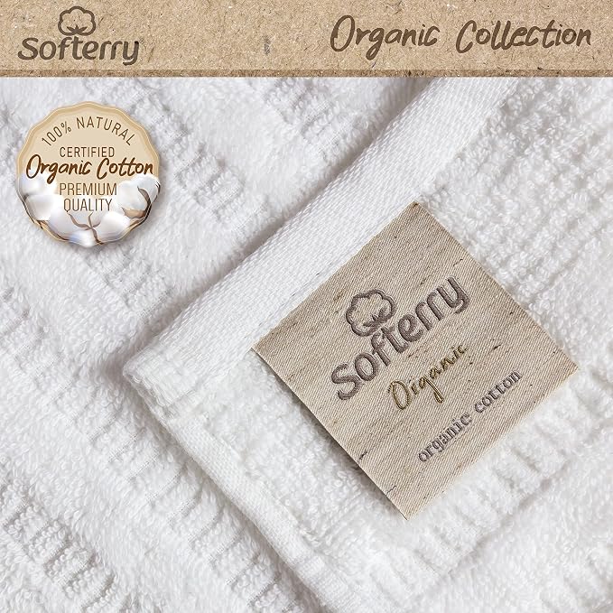 Softerry Pure Organic Cotton Hand Towel Set - 100% Soft Cotton - Extra Absorbent and Durable - 500 GSM Quick Dry - Luxury Hotel & Spa Quality - Fade Resistant - Eco Friendly