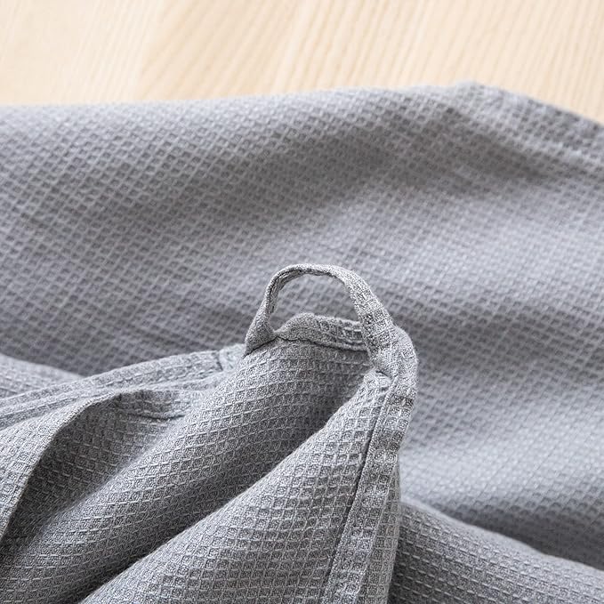 LinenMe 717902 Washed Linen Waffle Bath Towel, 30" x 51", Graphite