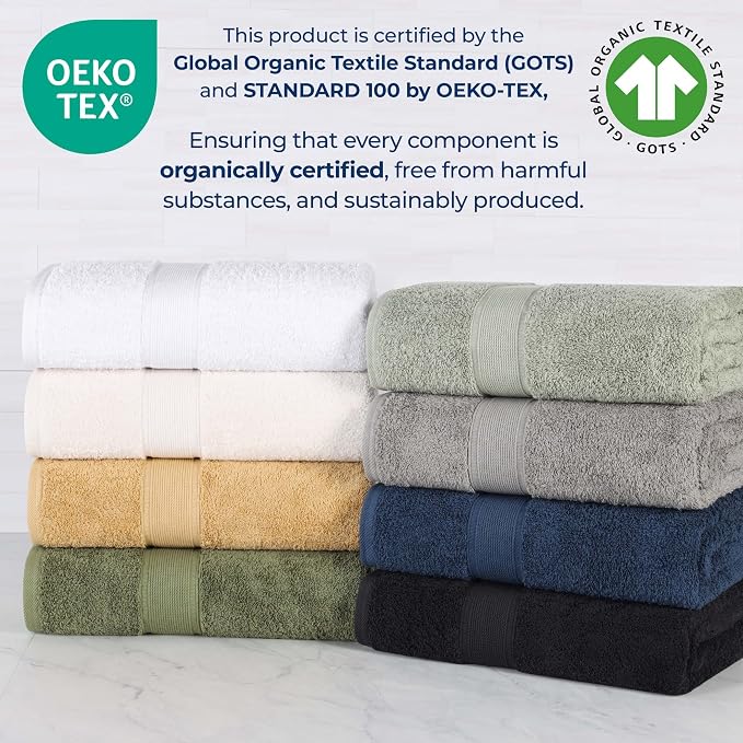 Superior Organic Cotton Solid Towel Set, 6PC, Ivory 6 Piece