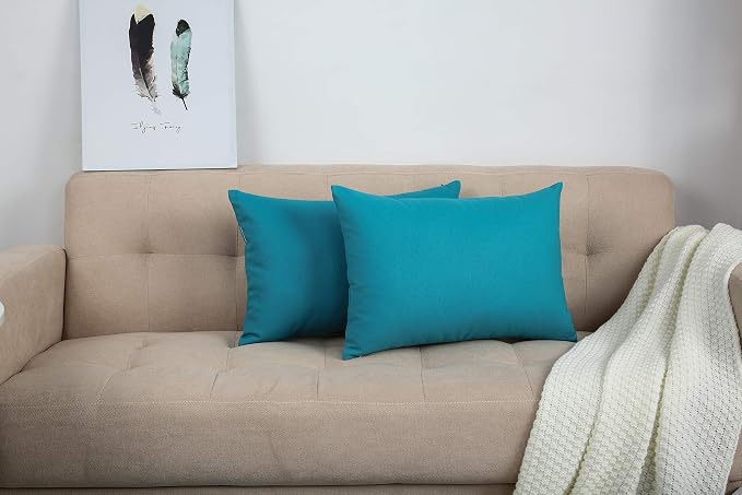TangDepot 100% Cotton Solid Throw Pillow Cover 12x20 Blue Ashes | 100% cotton, same-color zip, machine wash & air dry. For living room, bedroom, office, car. 42 colors, 97 sizes. Cover only.