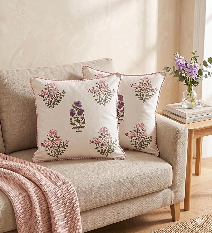 ATOSII Cushion Cover (Phool, 18" x 18" (Pack of 2))
