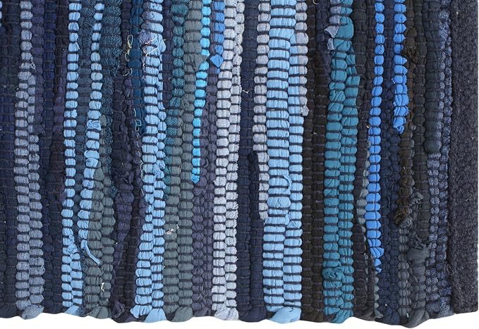 Handmade Cotton Chindi Rug Runner Area Rag Washable Recycled Rugs for Home Décor, Living Room and Bedroom (NavyBlue, 4X6 Feet)