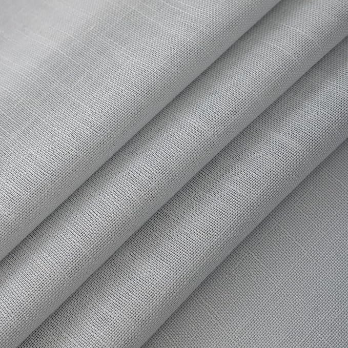 Linen Semi Sheer Curtains Tab Top Light Filtering Elegant Curtains & Drapes for Bedroom (Light Grey, 52" W x 96" L, Pack of 2)