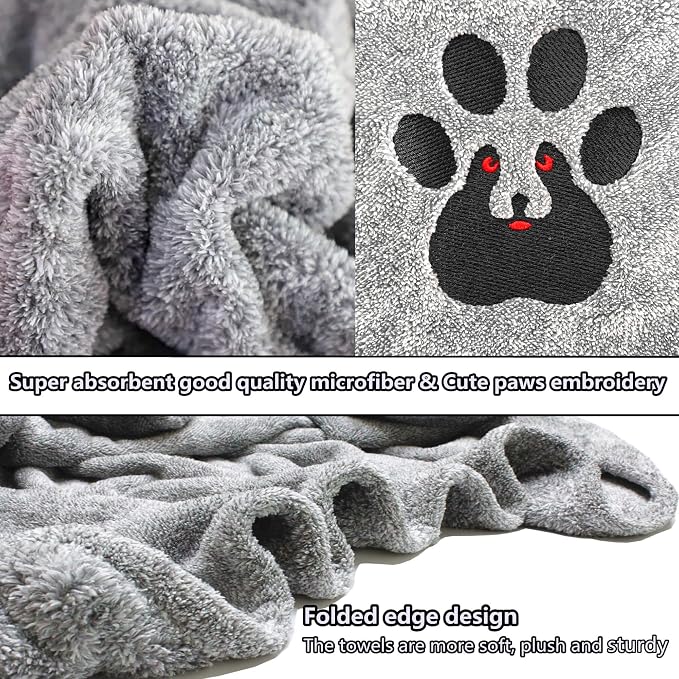 Dogvingpk Medium Dog Towel 2 Pack, Super Absorbent Soft Quick Drying Microfiber Pet Bath Towels for Medium & Small Dogs (M-36" * 28", Grey and Brown)