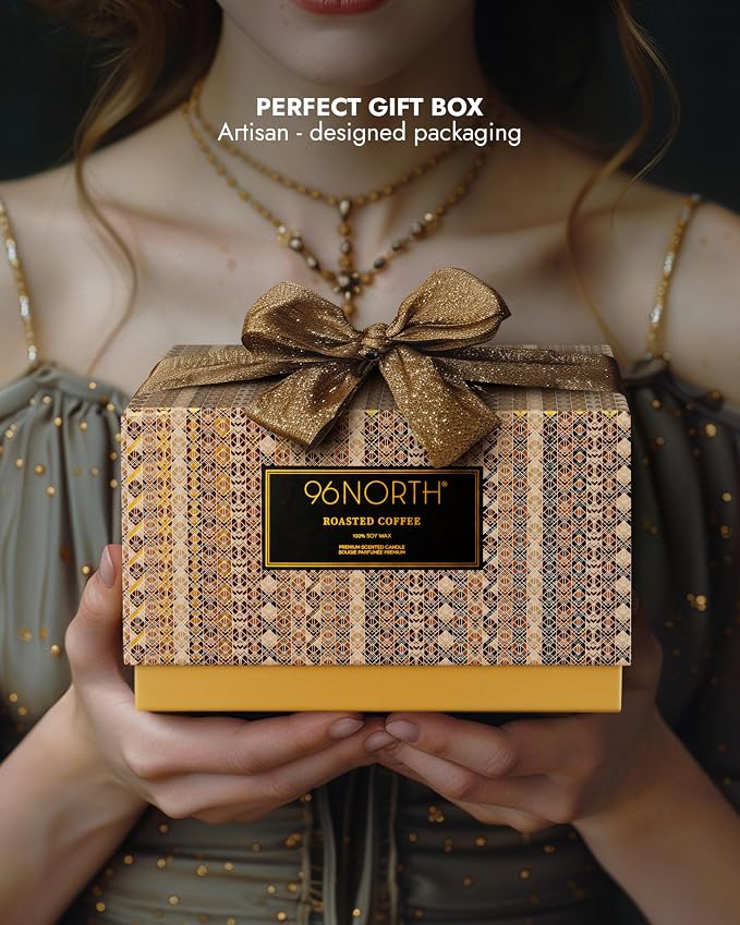 96NORTH Luxury Coffee Soy Candle | Large 3 Wick Jar Candle | Up to 40 Hours Burning Time | 100% Natural Soy Wax | Housewarming Gift for Men and Women
