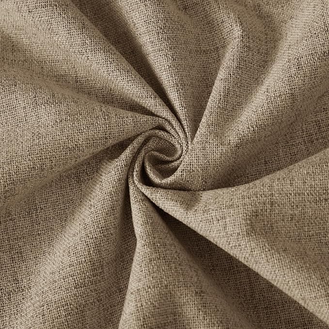 RYB HOME Pinch Pleated Back Tab Curtains Linen Textured 100% Blackout Curtains Thermal Insulated for Bedroom Living Room Bay Window Drapes, W 42 x L 84 inches, Burlap, 2 Panels