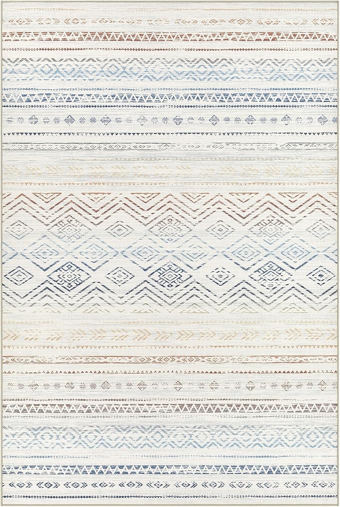 Tortania Area Rug Living Room Rugs- 9x12 Washable Large Soft Neutral Boho Moroccan Bohemian Farmhouse Rug Indoor Floor Carpet for Bedroom Under Dining Table Home Office Decor - Multicolor