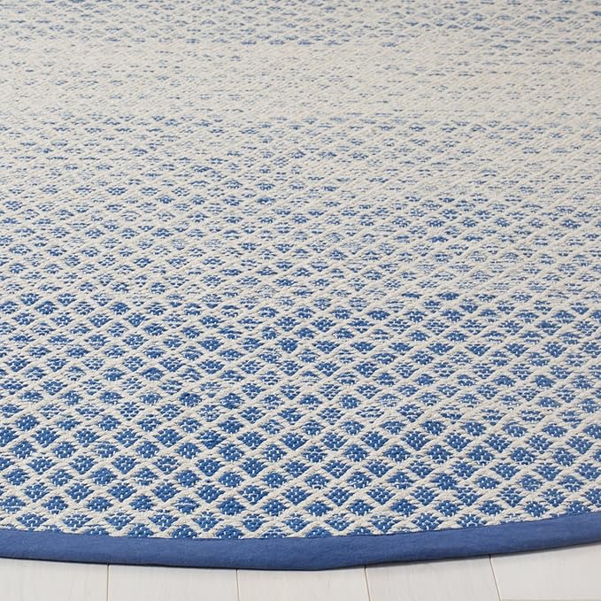 SAFAVIEH Montauk Collection 6' Round Blue/Ivory MTK601B Handmade Cotton Area Rug