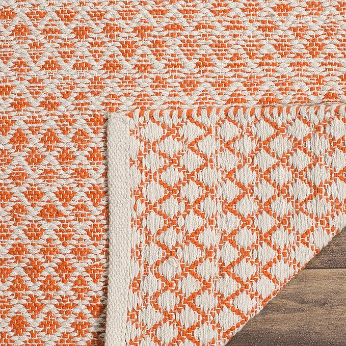 SAFAVIEH Montauk Collection Runner Rug - 2'3" x 11', Orange & Ivory, Handmade Cotton, Ideal for High Traffic Areas in Living Room, Bedroom (MTK601D)