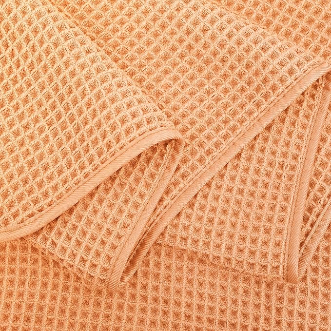 POLYTE 430 GSM Microfiber Oversize Quick Dry Lint Free Bath Towel, 60 x 30 in, 4 Pack (Waffle Weave)