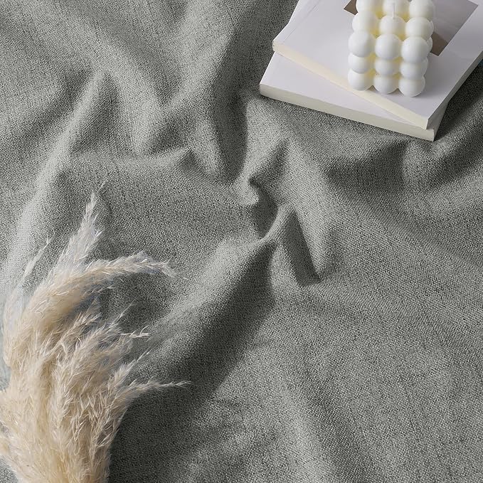 RYB HOME 100% Blackout Curtains Linen Textured 102 Inch Long, Insulating Energy Saving Window Curtains for Bedroom Living Room Dining Patio Sliding Glass Door, W52 x L102 inch, Grey, 2 Panels