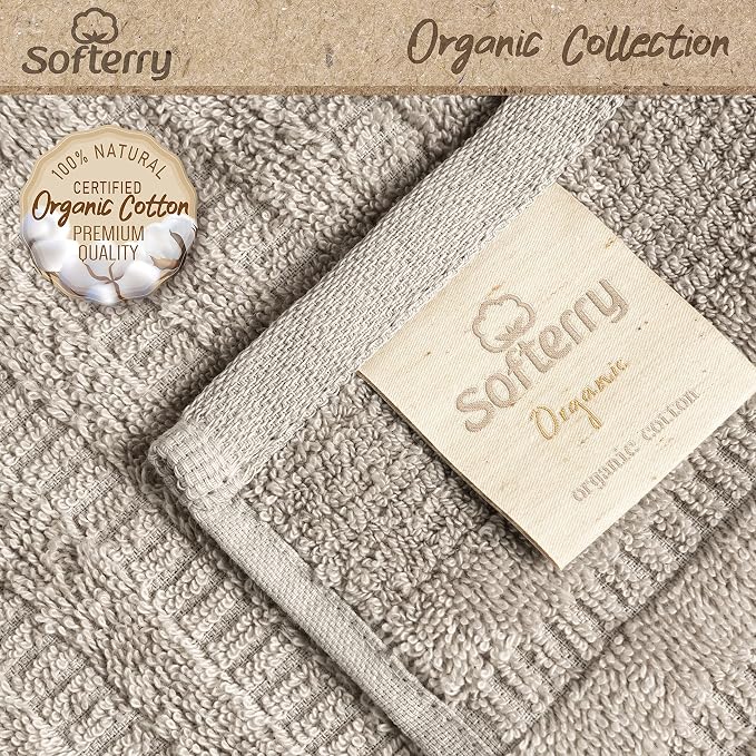 Softerry Pure Organic Cotton Hand Towel Set - 100% Soft Cotton - Extra Absorbent and Durable - 500 GSM Quick Dry - Luxury Hotel & Spa Quality - Fade Resistant
