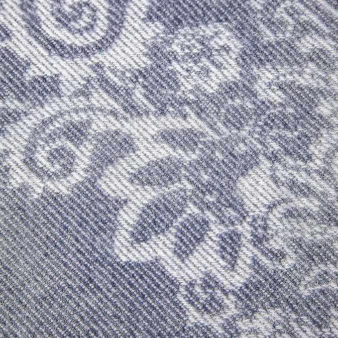 Calyx Interiors Wool Throw Blanket – 50 x 60in Lambswool Throw Blanket with Tassels – Soft and Warm Thick Wool Throw – Throw Blanket for Couch, Bed, Sofa – Warm Blanket for Winter (Navy/Gray)