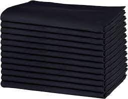 Set of 12 Cloth Napkins, 18 X 18 Inches, 100% Cotton Premium Quality Cloth Napkins with Mitered Corners Ultra Soft Absorbent Dinner Table Cloth Decor Oversized Napkins for Parties, Black