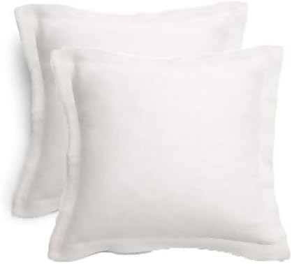TAOSON 2pcs/Set 100% Cotton 300 Thread Count 26 x 26 European Square Pillow Shams Envelope Style Pillow Cover Pillowcase Pillow Protector Cushion Cover Non Zippered Only Cover No Insert (White)