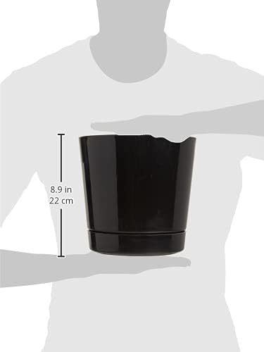 Novelty Majestic Full Depth Round Cylinder Pot, Glossy Black, 8-Inch (10088) (Pack of 2)