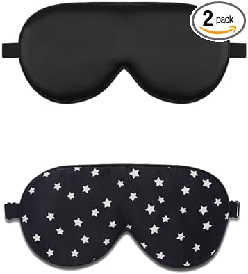 Alaska Bear Organic Silk Sleep Mask in Black Bundle Black Stars Silk Sleep Mask