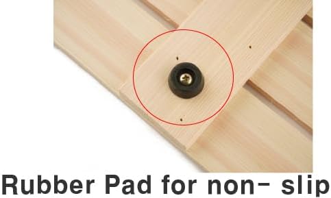 BOUMBI Hinoki Wood Bath Mat with Non-Slip Rubber Pad Cypress Wood Shower Mat (25.6 x 17 x 1 Inches)