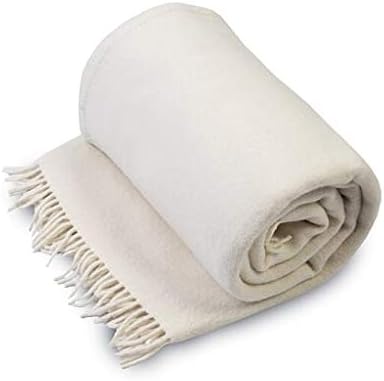 Merino Wool Throw Blanket 160 x 200 cm Picnic Blanket Picnic Throw Double Throw Blanket Sofa PAD (Ecru)