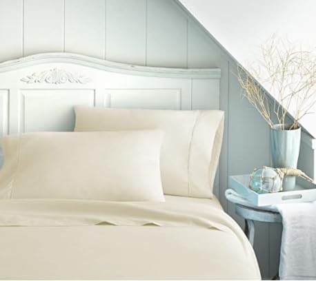 ORGANIC TEXTILES Premium Quality Bed Sheets - Organic Cotton 350 Thread Count - GOTS Certified - Full, (4 Pc. Set) - Ivory