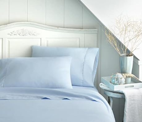 ORGANIC TEXTILES Premium Quality Bed Sheets - Organic Cotton 350 Thread Count - GOTS Certified - Queen, (4 Pc. Set) - Sky Blue