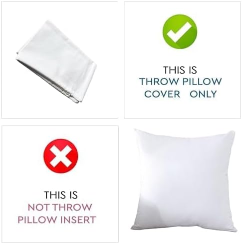 TAOSON 100% Cotton Soild Canvas Decorative Square Throw Pillow Cover Cushion Covers Pillowcase, Home Decor Decorations for Sofa Couch Bed Chair Cover Only No Insert 16 x 16 Inch / 40 x 40 cm White