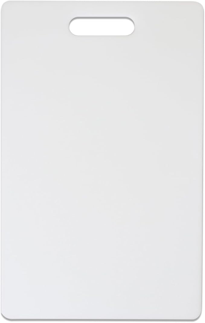 Dexas NSF Polysafe Cutting Board with Handle, 9.5 x 15 Inches, Reversible Non-Slip Kitchen Cutting Board, White