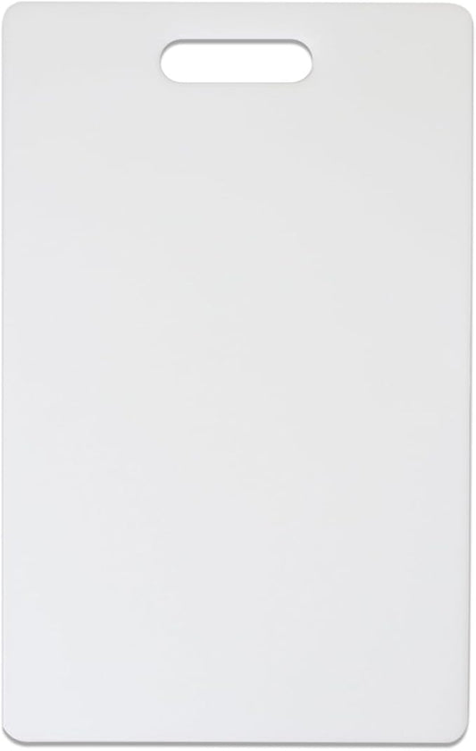 Dexas NSF Polysafe Cutting Board with Handle, 9.5 x 15 Inches, Reversible Non-Slip Kitchen Cutting Board, White