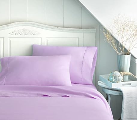 ORGANIC TEXTILES Premium Quality Bed Sheets - Organic Cotton 350 Thread Count - GOTS Certified - King, (4 Pc. Set) - Lilac