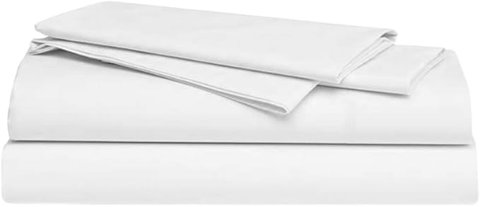 ORGANIC TEXTILES Organic Cotton Bed Sheets Set for Bedroom (Queen Size, White) 350 Thread Count, GOTS Certified, Breathable and Comfortable, Luxurious Soft Feel, All Season Use, Machine Washable
