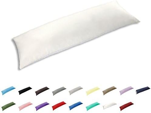 TAOSON 100% Cotton 300 Thread Count Envelope Style Body Pillow Cover,Long Pillowcase Pillow Protector Cushion Cover Non Zippered 20"x48" Fits 21 x 48 White Solid
