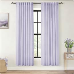 Light Purple Linen Curtain 72 Inch Length for Kitchen Bedroom Childroom Rod Pocket Semi Sheer Light Filtering Window Drapes for Protect Privacy Frensh Modern Home Decor Soft Texture 52X72